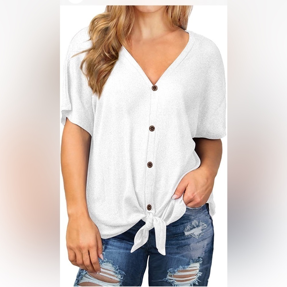 Unused with tags Olrik white waffle button down short sleeve size plus 4X